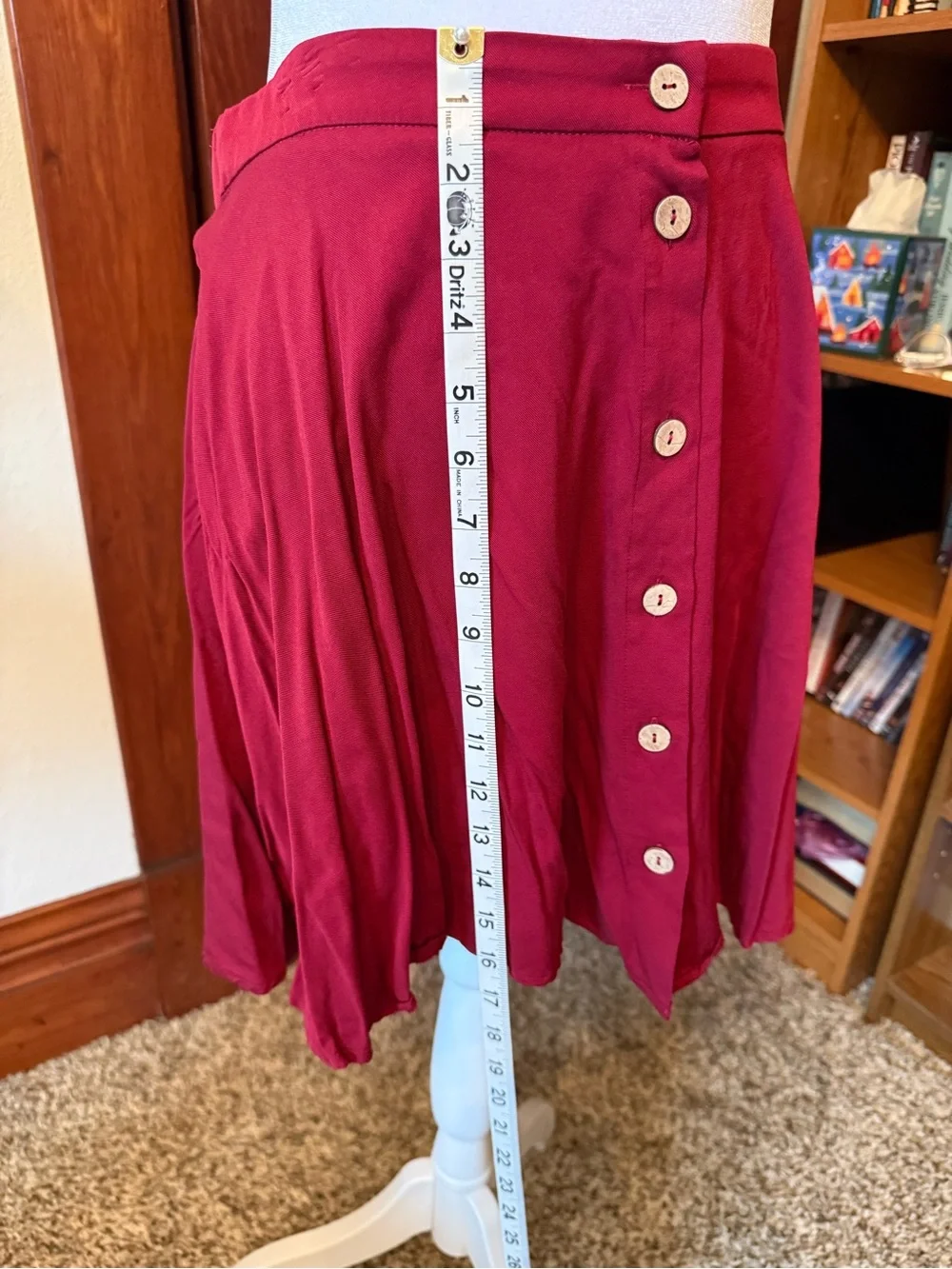 Maurices Raspberry Button-Front Skater Skirt